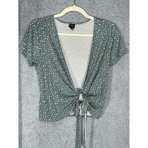 Art Class Girls Front Tie Short Sleeve Cami/Coverlet Size Large Floral Blue & Gr